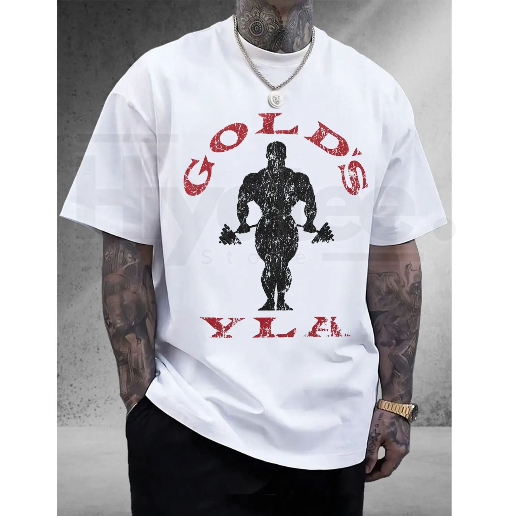 Gold's Gym Weightlifting Graphic Tee – Men's 100% Cotton Bodybuilding T-Shirt